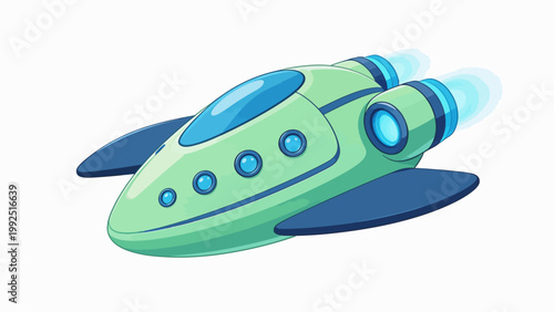 Cartoon spaceship in flight