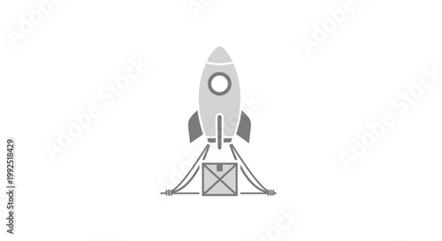 Minimalist Rocket Launch Pad Icon Illustration.