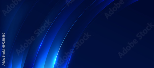 Modern Technology Banner Background With Abstract Blue Curve Lines  Vector