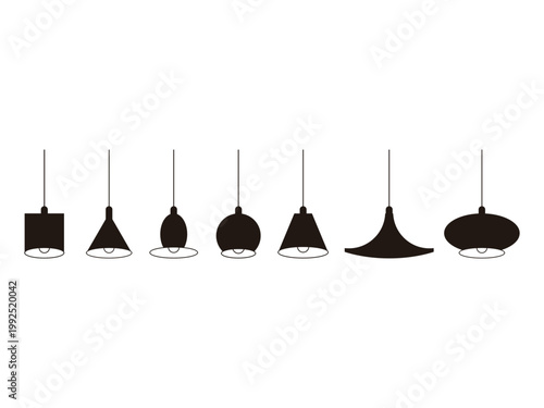 set of hanging pendant lights design, vector illustration, isolated on transparent background