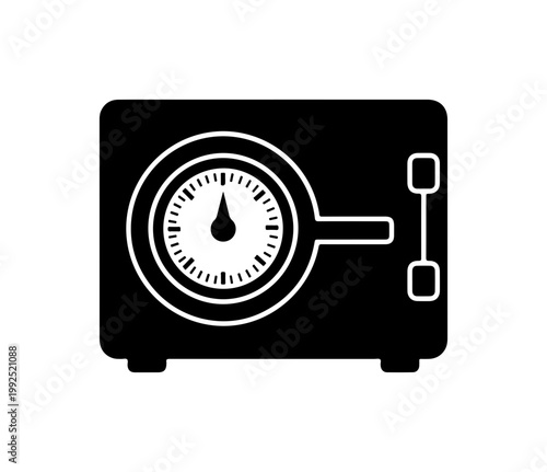Modern Black and White Safe Deposit Box Vector Icon