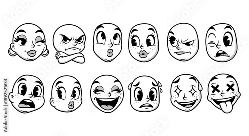 A collection of various emoticon faces expressing different Emotions and reactions.