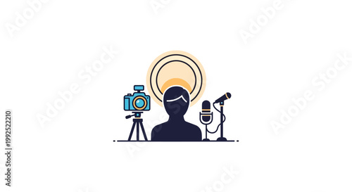 A person recording video and audio.