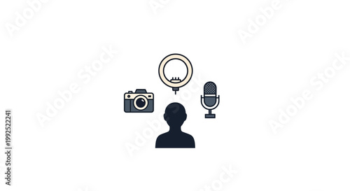 A person with a camera and microphone.