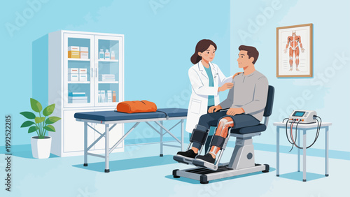 Doctor treating patient in clinic