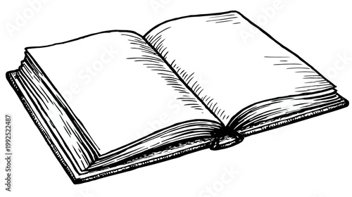 Open book illustration with blank pages for design and educational concepts