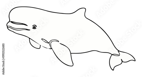 Beluga whale marine animal isometric view line art i.... Generative AI