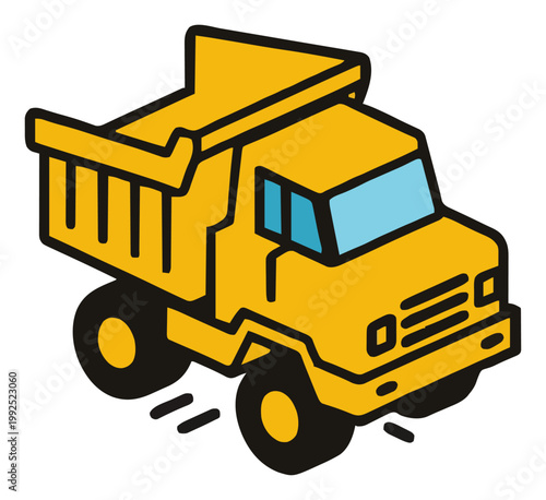 Dump truck floating hover mode isometric vector. Generative AI