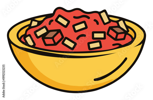 Beef stroganoff dish isolated on white background. Generative AI