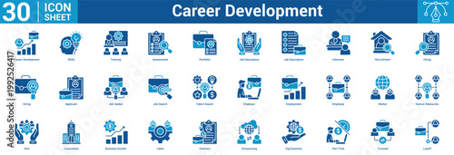 Career Development editable icon set vector illustration concept for business with icon of Career Development, Skills, Training, Assessment, Portfolio, Job Description, Job Description, Interview.