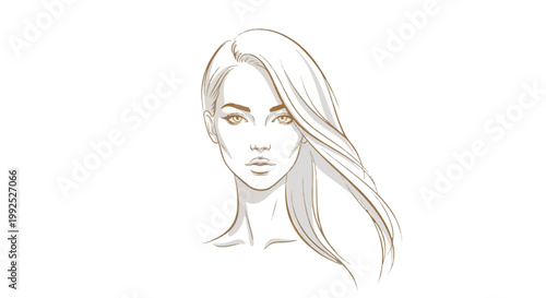 A beautiful woman with long hair and a neutral expression