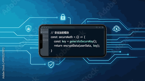 Smartphone displaying secure encryption code