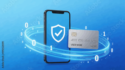 Mobile phone with credit card and security shield