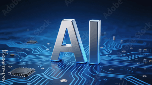 AI letters on circuit board