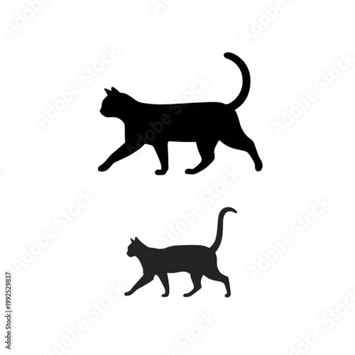 Vector illustration of a cat silhouette in walking style