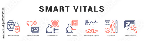 Smart Vitals Modern and clean web banner illustration featuring thematic icons for visual communication