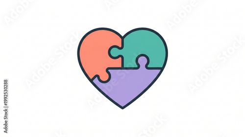 Puzzle heart illustration symbolizing connection, love, and relationships