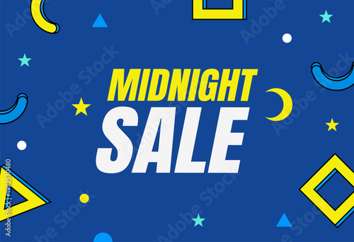 Blue memphis style Background Midnight Sale design template