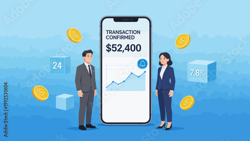 Business people with phone transaction