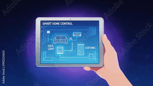 Smart home control interface on tablet