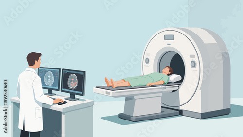 Doctor conducting MRI scan on patient