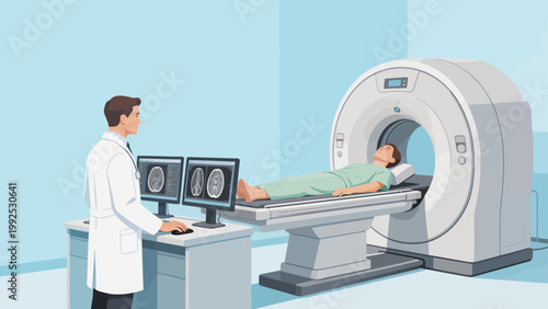Doctor conducting MRI scan on patient