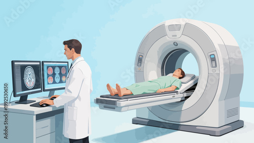 Doctor conducting MRI scan on patient