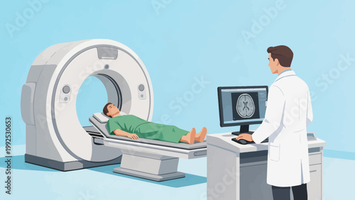 Doctor conducting MRI scan on patient