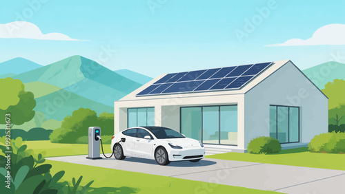 Electric car charging at solar home
