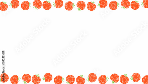 Doodle Tomato Background. Handdrawn Fruit Illustration. Botanical Red Background for Packaging Textile Design