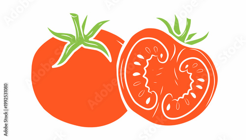 Doodle Tomato. Handdrawn Fruit Illustration. 