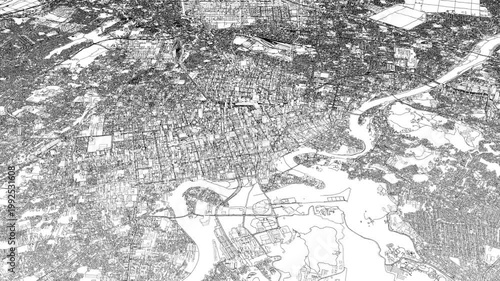 3D looped animation of city - Sendai Japan