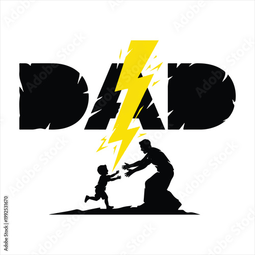 Superhero dad a loving father rescuing his child with lightning speed