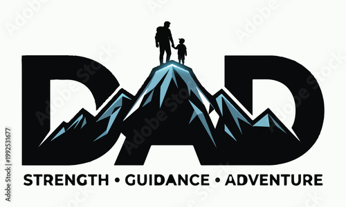 Dad strength guidance adventure a mountain silhouette with figures
