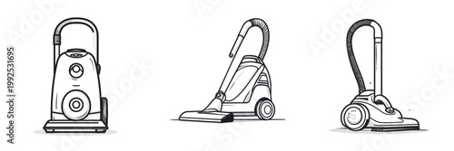 Vacuum Cleaner Line Art Collection Modern Household Appliances