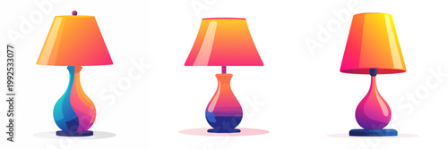 Lamp Set with Modern Colorful Gradient Table Lamps Artwork