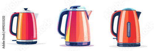 Electric Kettles Modern Kitchen Appliances Set of Three Red Designs