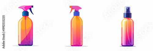 Spray Bottles Vector Illustration for Cleaning Cosmetic and Household Products