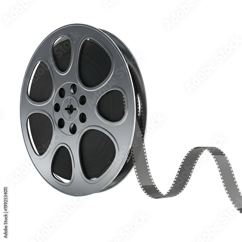 Vintage Film Reel with Empty Film Strip for Cinematic and Video Production Projects