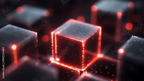 macro shot of cube modules stacking and connecting, representing scalable digital economy
