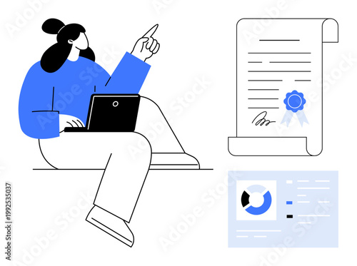 Certification process. Certificate approval with a verified seal and digital credentials. Certification for education, professional qualifications, online courses, or business compliance. Technology