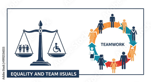 Scales of justice representing equality and teamwork with diverse individuals social issues equality teamwork diversity inclusion collaboration