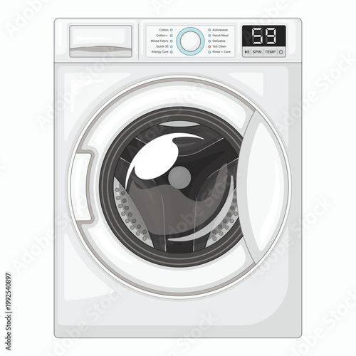 modern washing machine with digital display vector illustration flat design