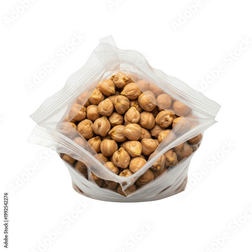 Bag of hazelnuts isolated on transparent background