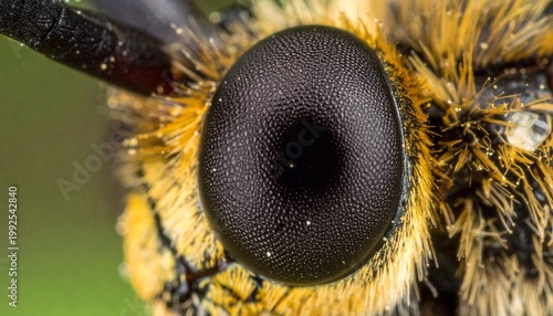 Extreme Close-Up of a Bees Compound Eye with Detailed Texture.