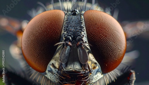 Extreme Close-Up of a Flys Compound Eyes Revealing Intricate Details.