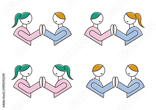 ハイタッチする人のベクターイラスト素材セット