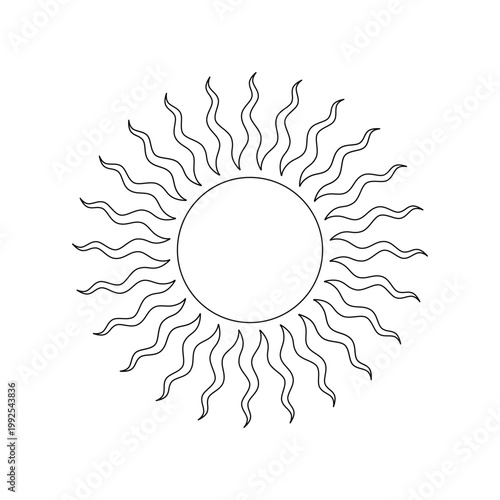 Clean geometric sun icon with radial lines perfect for user interface web design apps and digital products. Minimal flat style easy to scale and customize. Ideal for dashboards presentations and moder