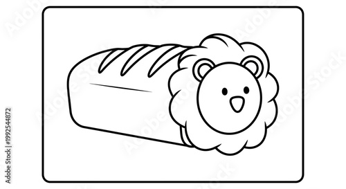 Cute Lion Bread Loaf Cartoon Character, Funny Food Art