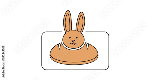Cute Bunny Bread Loaf Icon - Easter Baking and Spring Holiday Symbol